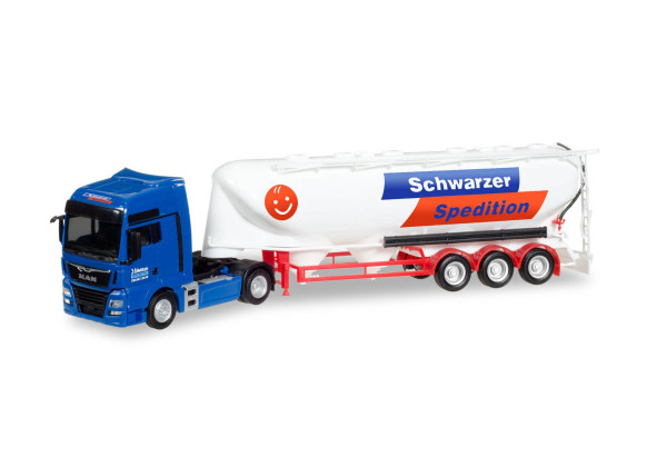 Man TGX XXL Euro 6c s návěsem "Schwarzer Spedition" "308885"  (1:87)