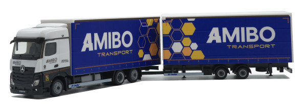 MB Actros Streamspace s vlekem "AMIBO"  "CZJ-502506"   (1:87) pohled zepredu zleva