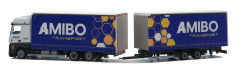 MB Actros Bigspace s vlekem "AMIBO" "Tandem"  "CZJ-502506"  (1:87) pohled rozpojená souprava z boku