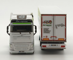 Volvo FH GL XL s chlaďákem "Florexpress" "CZJ-502503"  (1:87) pohled  tahač zepředu, návěs zezadu