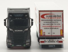 Scania CS-HD s chlaďákem "Hebík Transport " "502509"  (1:87) pohleld  tahač zepředu návěs zezadu