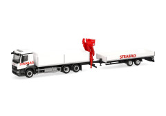 MB Actros M stavební vůz s jeřábem a nízkopodlažním přívěsem "STRABAG" "320665" (1:87)