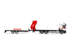 MB Actros M stavební vůz s jeřábem a nízkopodlažním přívěsem "STRABAG" "320665" (1:87)