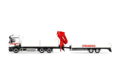 MB Actros M stavební vůz s jeřábem a nízkopodlažním přívěsem "STRABAG" "320665" (1:87)