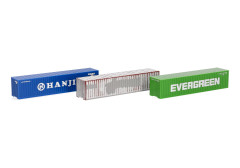 Set 3 kontejnerů 40 ft "Evergreen/Hanjin/gealtert" "066730-002" (1:120)